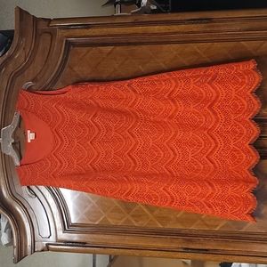 Orange stretch lace dress